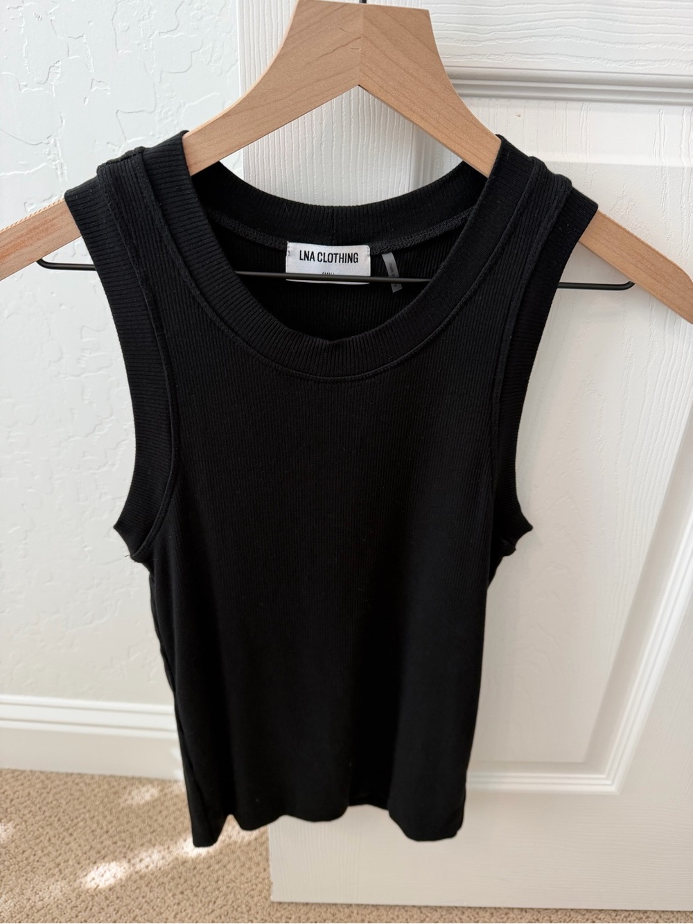 LNA Jones Tank x Evereve Ribbed Black Sleeveless Tank